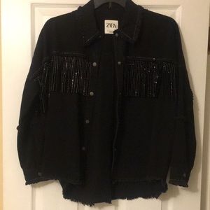 Zara Fringe Beated Black Jacket S